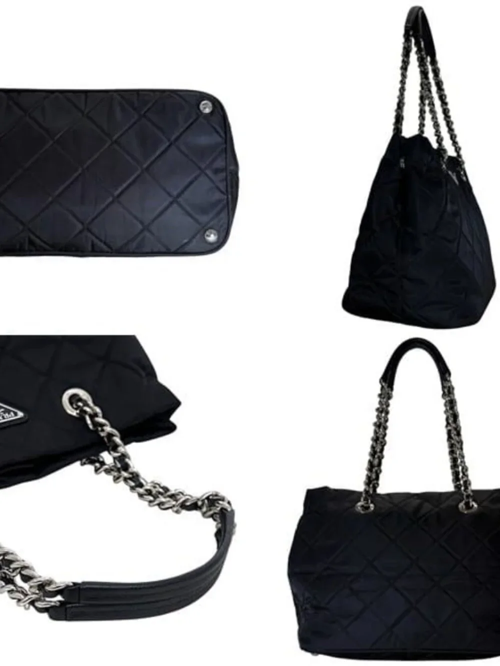 Prada Tote Chainto Black Nero Tessuto - Picture 3 of 10